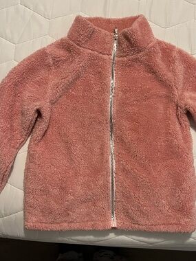 Girls Cozy Sparkly Zip-Up Jacket - Dusty Rose